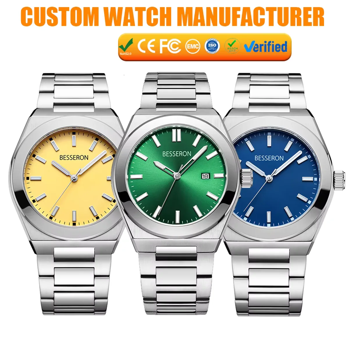 Private label stainless steel mens wristwatch quartz watch waterproof