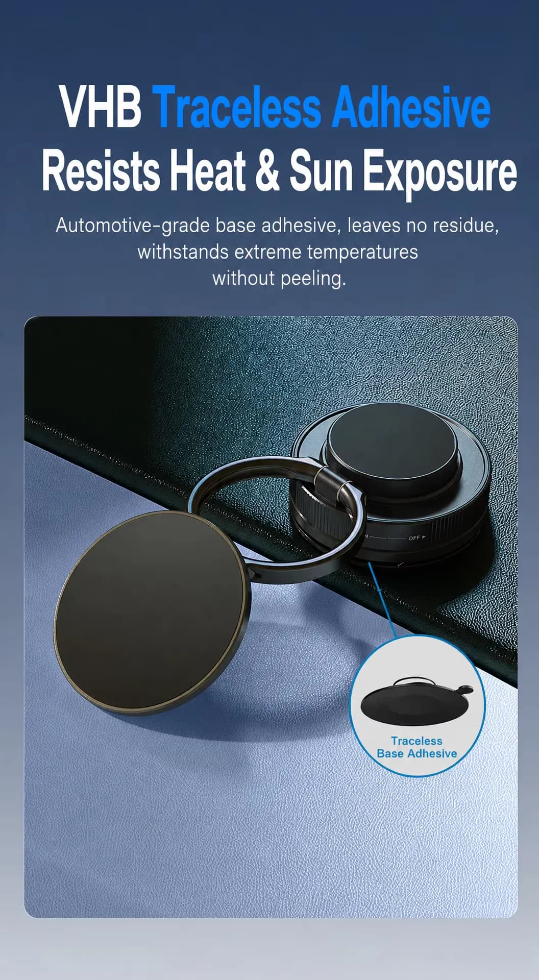 Adjustable 360 rotation vacuum magnetic car phone holder vacuum, detail picture