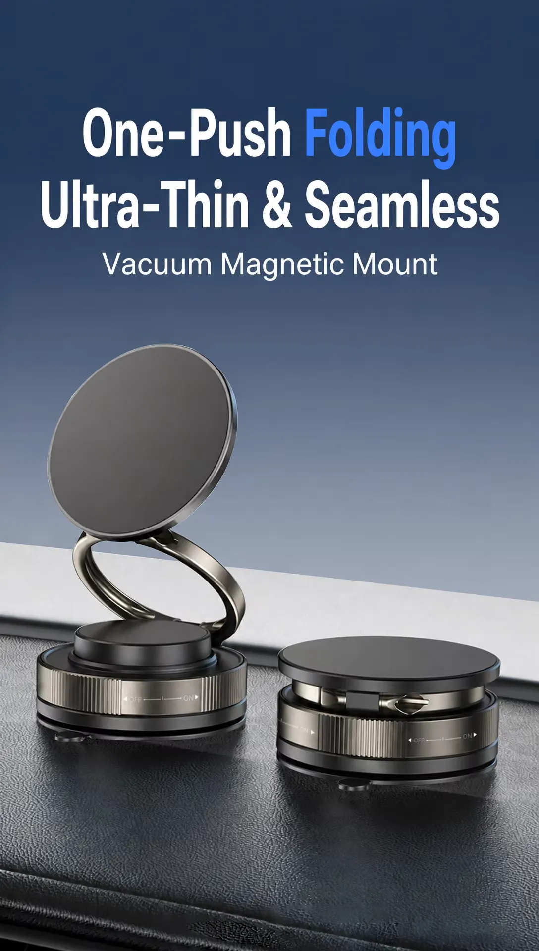Adjustable 360 rotation vacuum magnetic car phone holder vacuum, detail picture