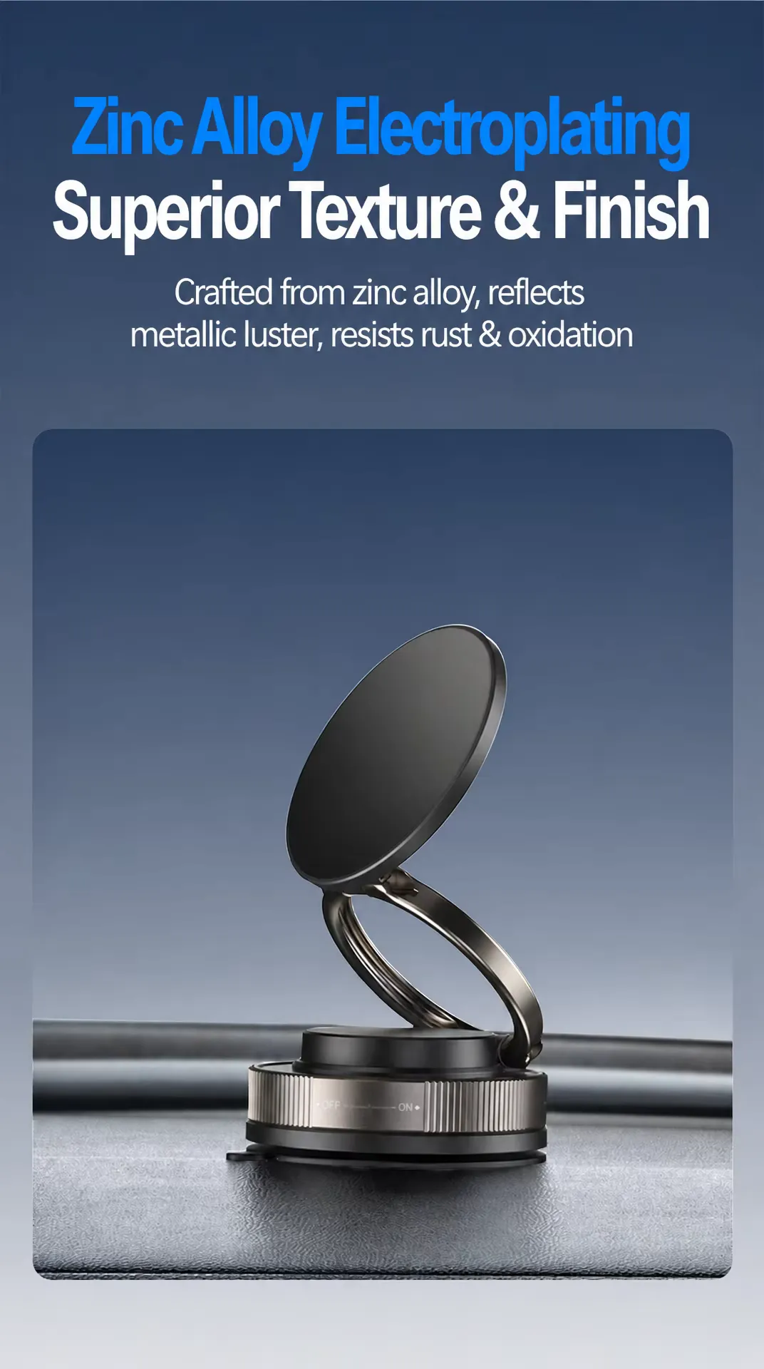Adjustable 360 rotation vacuum magnetic car phone holder vacuum, detail picture