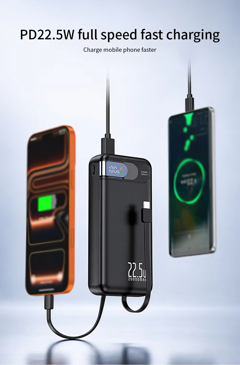 PD 22.5W charge power bank 20000mAh fast charging built, detail picture