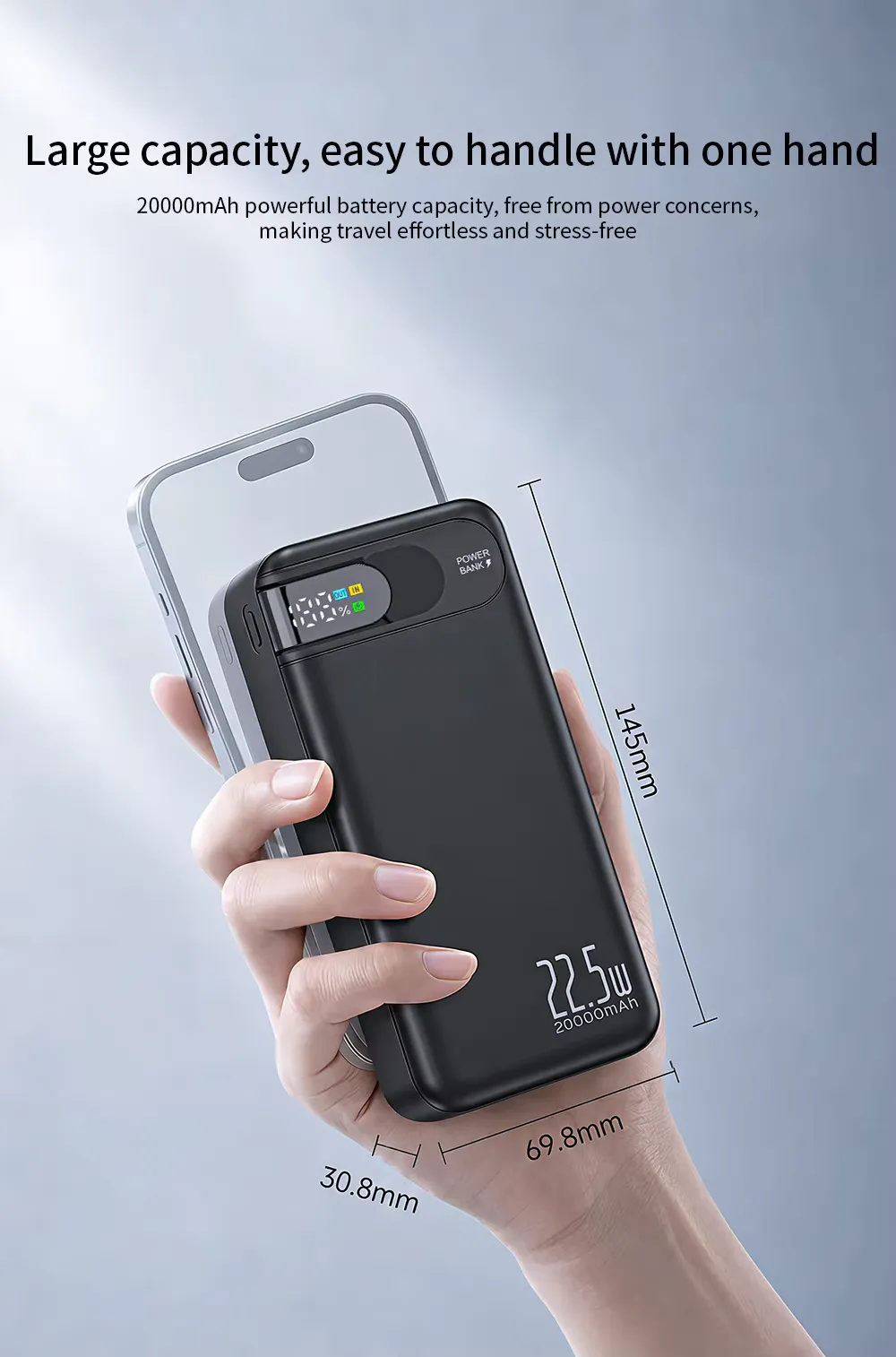 PD 22.5W charge power bank 20000mAh fast charging built, detail picture