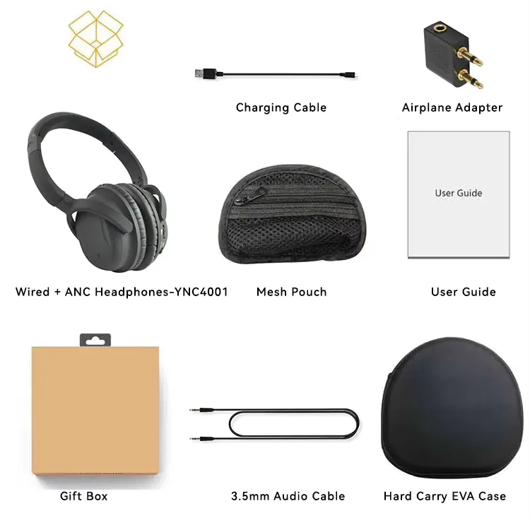 Hybrid ANC over-ear headphones Bluetooth 5.3 wireless headset hifi, detail picture