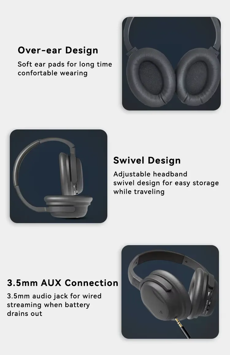 Hybrid ANC over-ear headphones Bluetooth 5.3 wireless headset hifi, detail picture