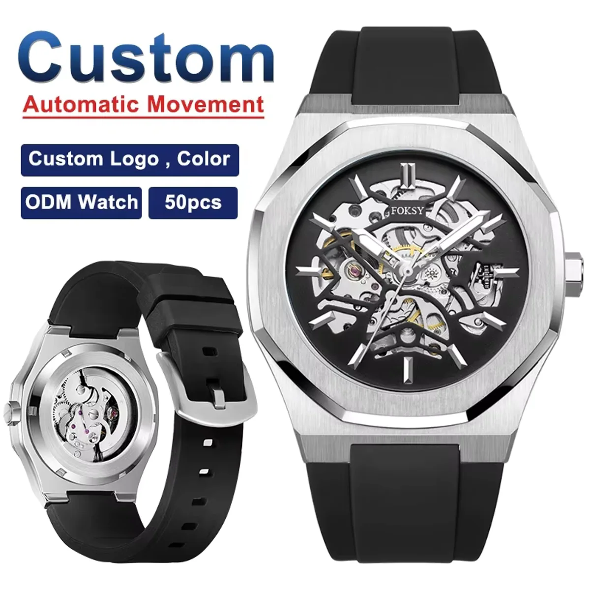 Custom design your own logo automatic mechanical watches wrist