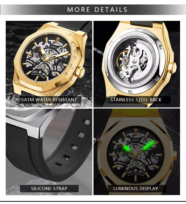 Custom design your own logo automatic mechanical watches wrist, detail picture