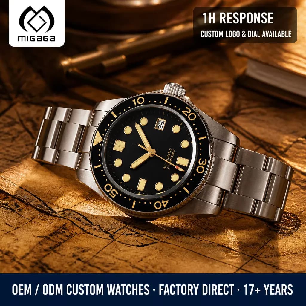 Retro diver mechanical watch 44mm automatic wristwatch 300m, detail picture