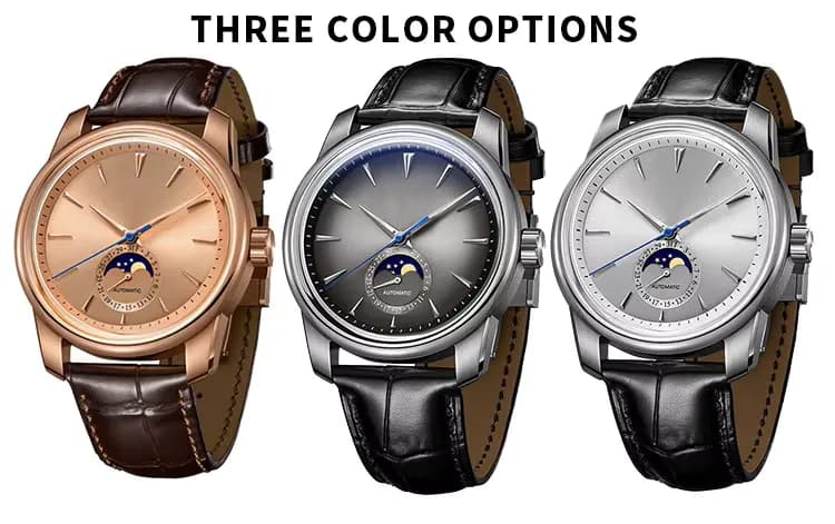 Manufacturer custom watch with logo branding moon phase mechanical, detail picture