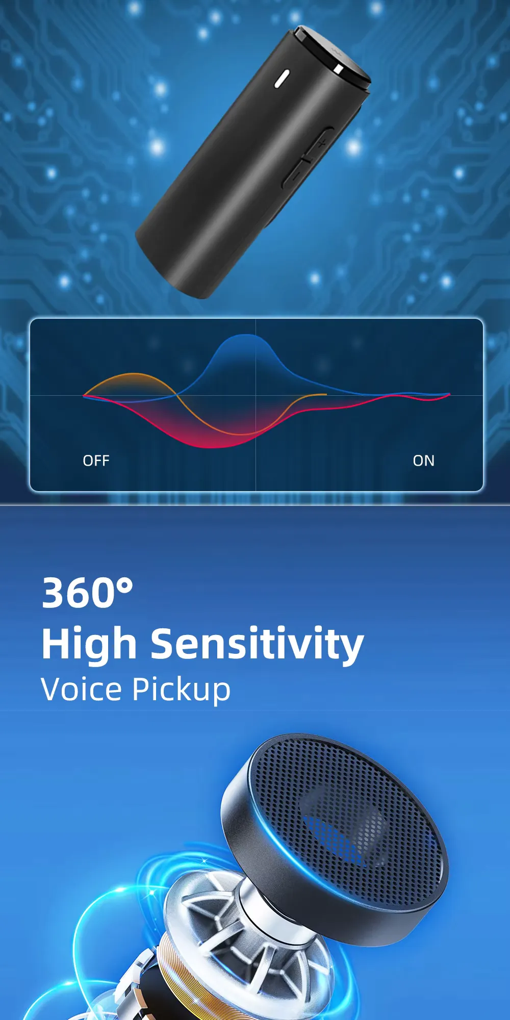 Long range Bluetooth lavalier microphone wireless clip-on mic, detail picture