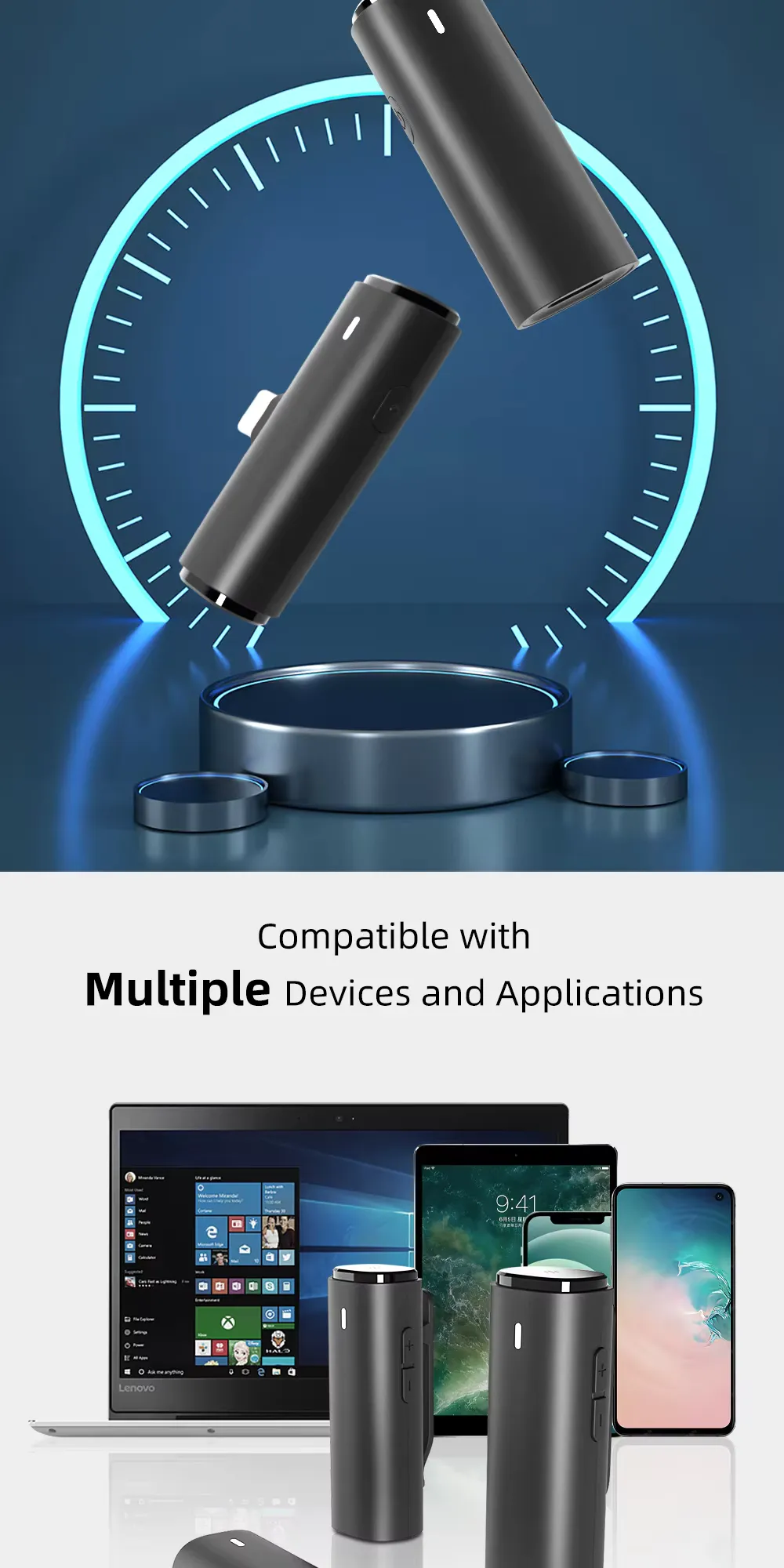 Long range Bluetooth lavalier microphone wireless clip-on mic, detail picture