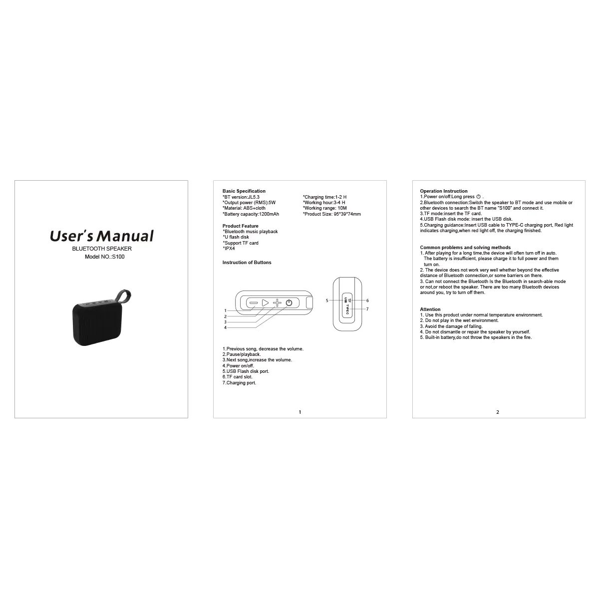 Bluetooth outdoor IPX6 wireless speaker, detail picture