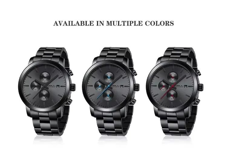 Men's timing watch with stainless steel strap and quartz watch, detail picture