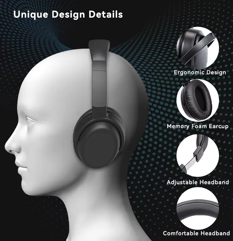 Hifi stereo over-ear Bluetooth headphones sport wireless headset 15, detail picture