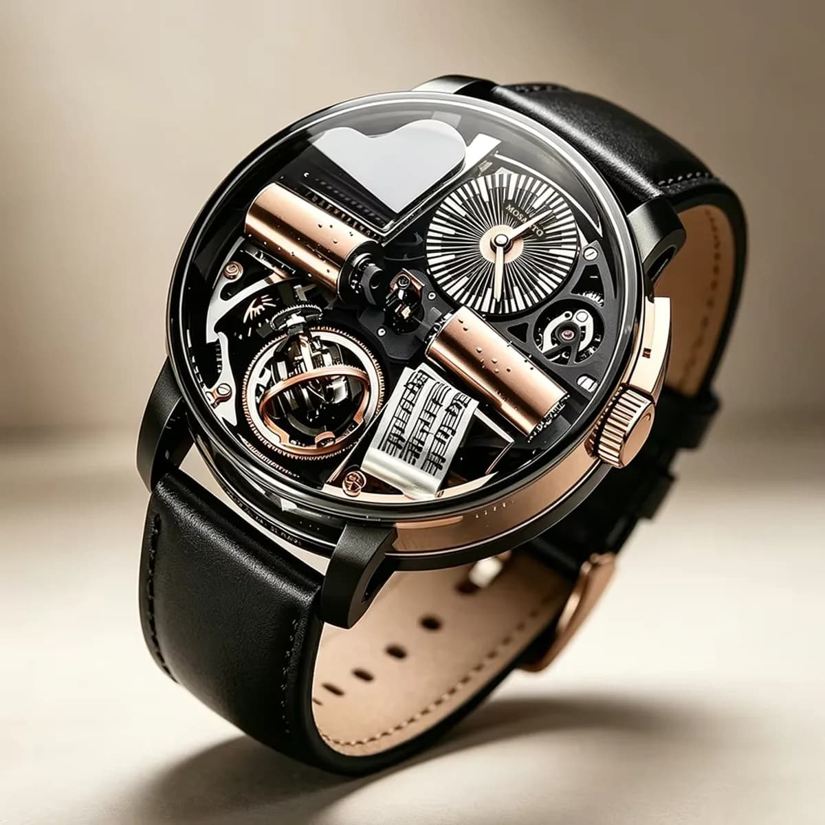 Tourbillon stainless steel skeleton mechanical watch water resistant