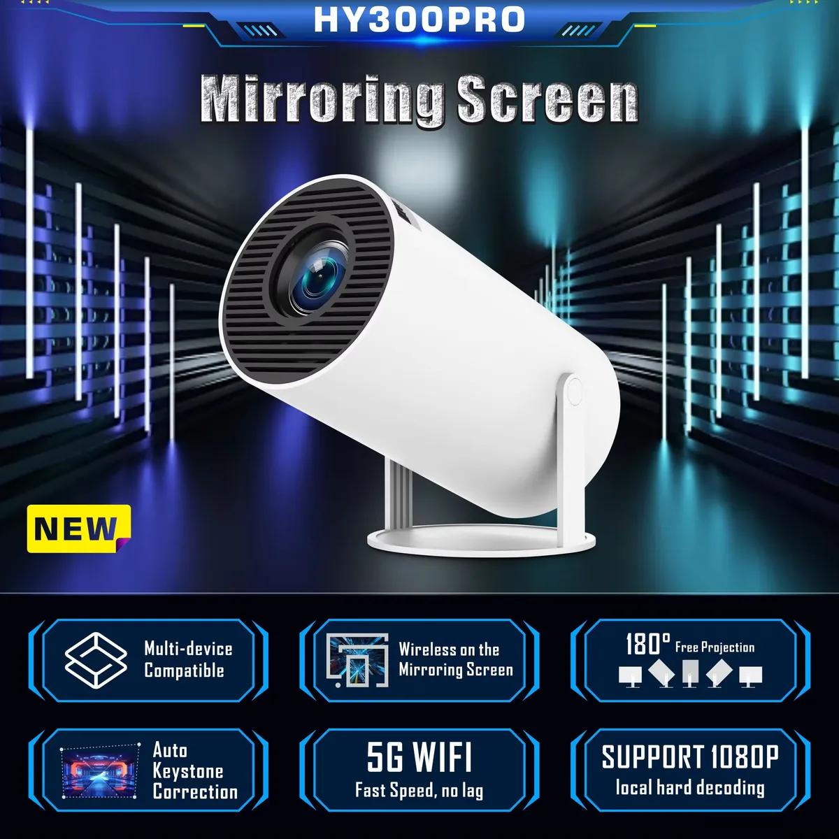 HY300Pro HY300 projector with WiFi mini smart home theater cinema LCD, detail picture