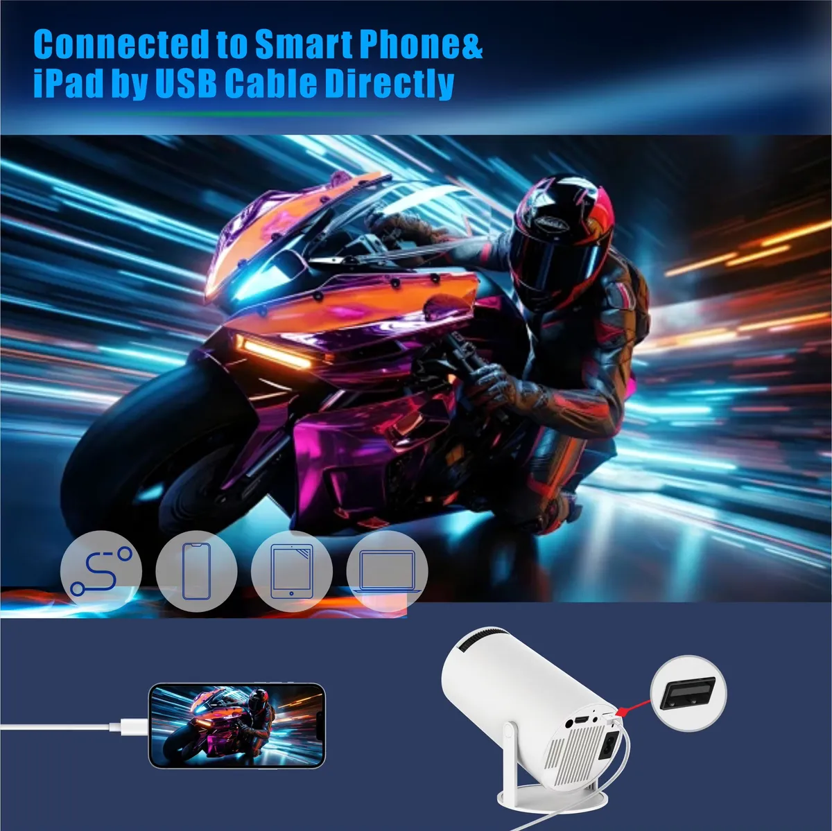 HY300Pro HY300 projector with WiFi mini smart home theater cinema LCD, detail picture
