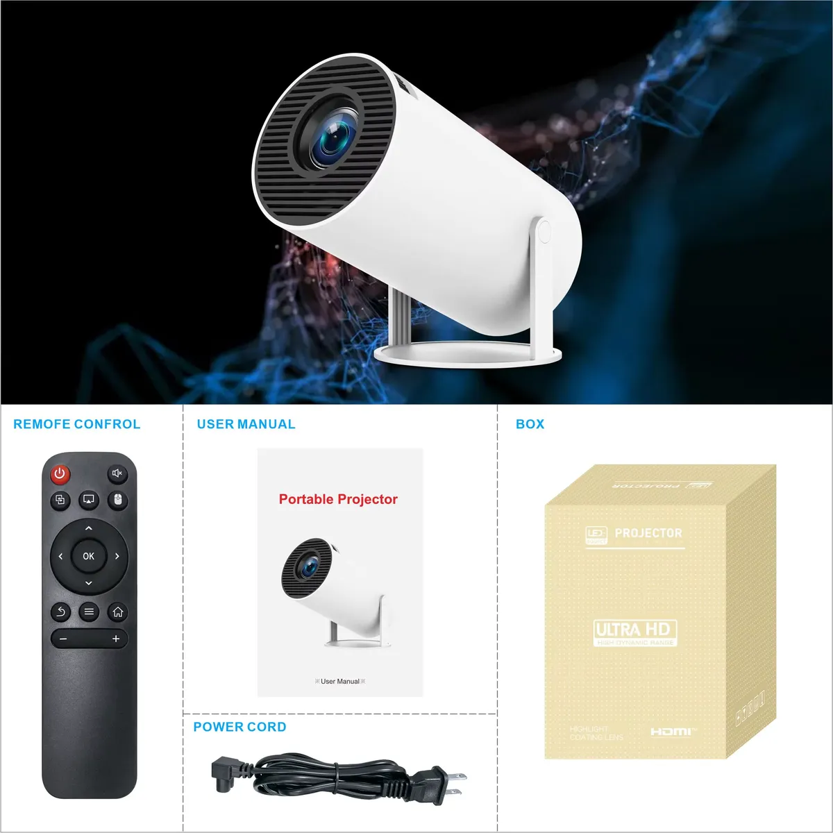 HY300Pro HY300 projector with WiFi mini smart home theater cinema LCD, detail picture
