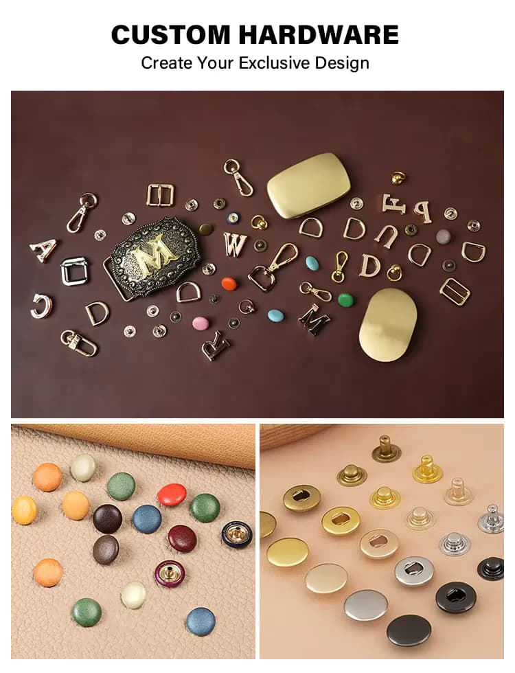 Handmade leather bag shape earphone case with snap button, detail picture