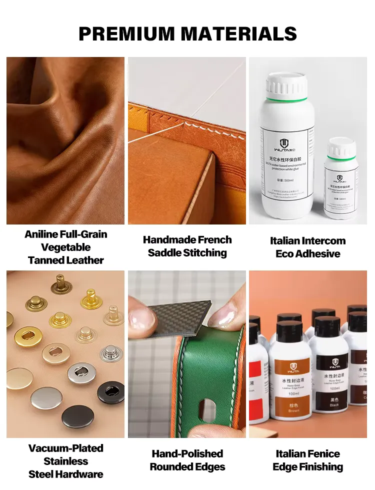 Handmade leather bag shape earphone case with snap button, detail picture