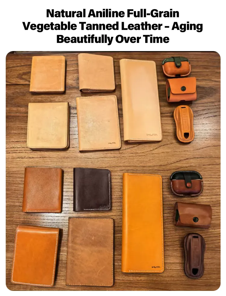 Handmade leather bag shape earphone case with snap button, detail picture