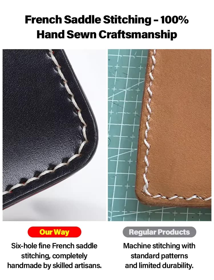 Handmade leather bag shape earphone case with snap button, detail picture