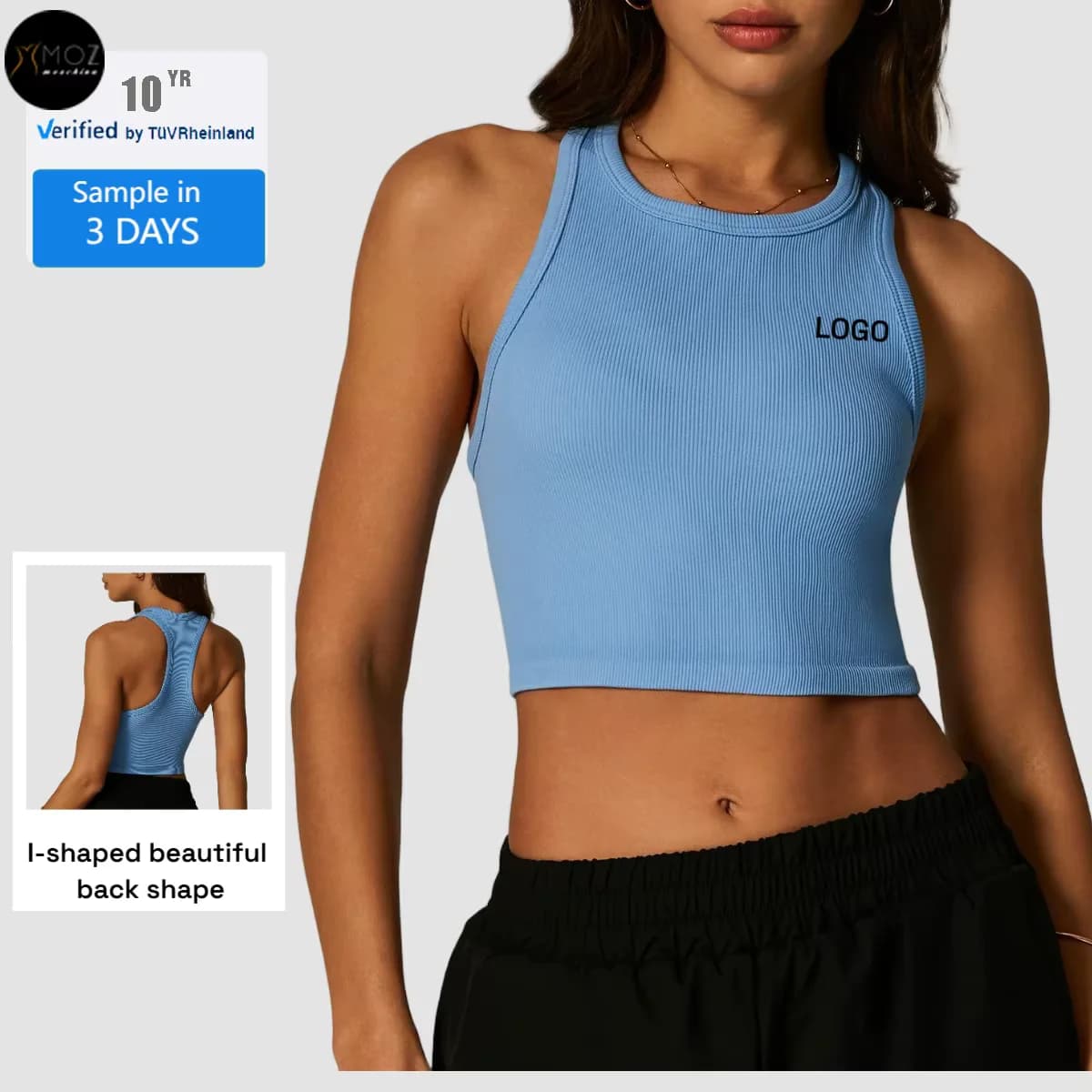 Women's seamless ribbed racerback crop tank-sculpting yoga top
