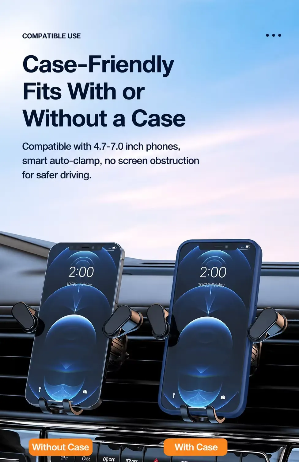 Anti slip gravity car phone holder 360 rotation air vent hook mount, detail picture