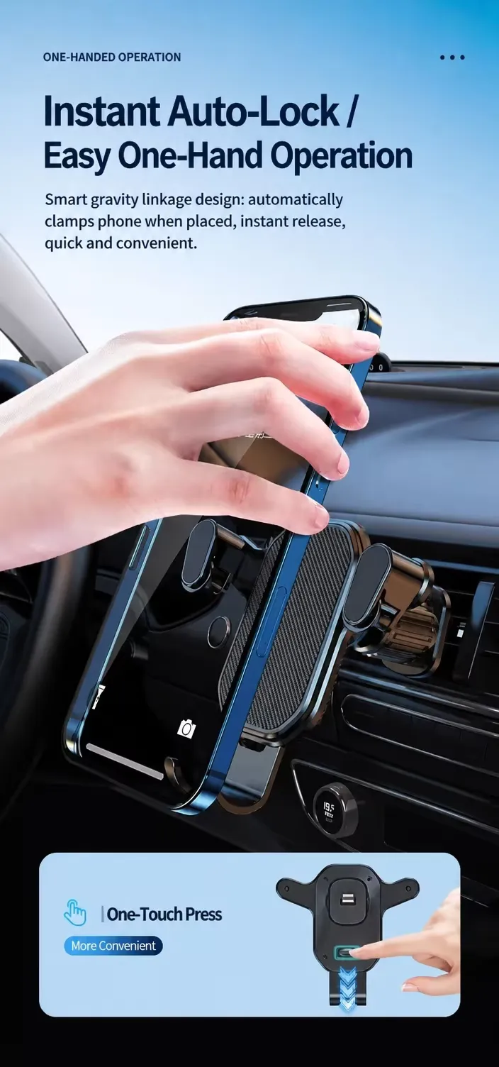 Anti slip gravity car phone holder 360 rotation air vent hook mount, detail picture