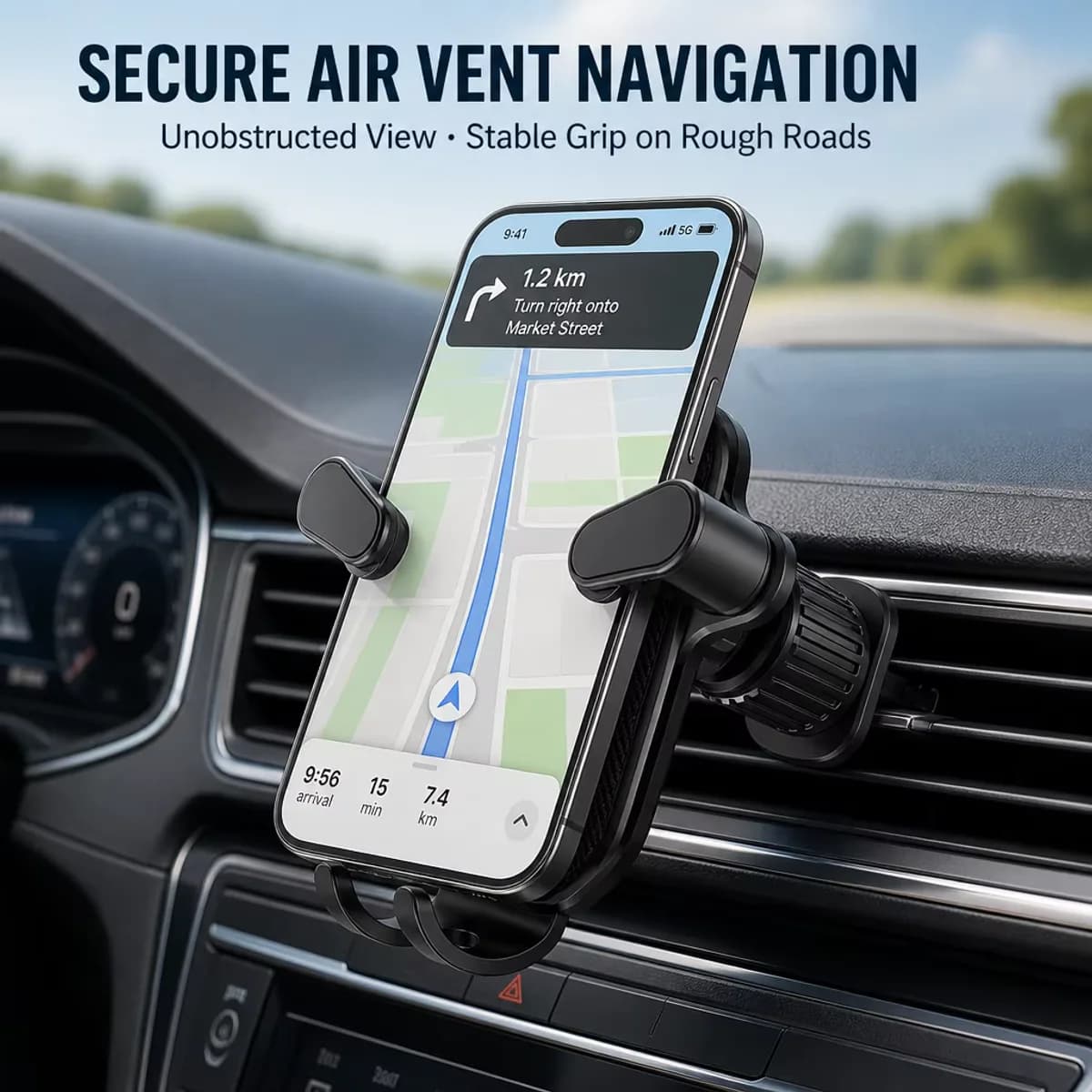 Anti slip gravity car phone holder 360 rotation air vent hook mount