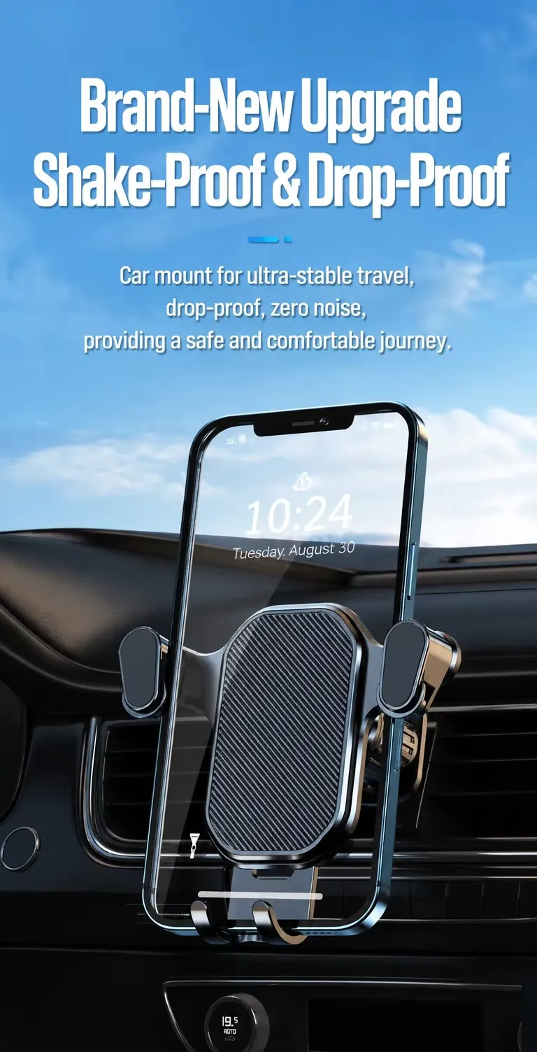 Anti slip gravity car phone holder 360 rotation air vent hook mount, detail picture