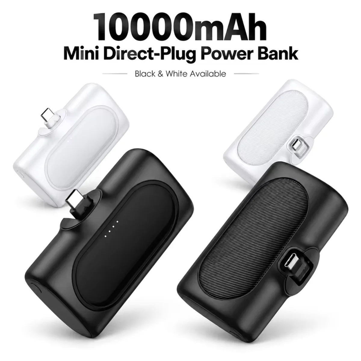 10000mAh mini power bank with built-in foldable USB