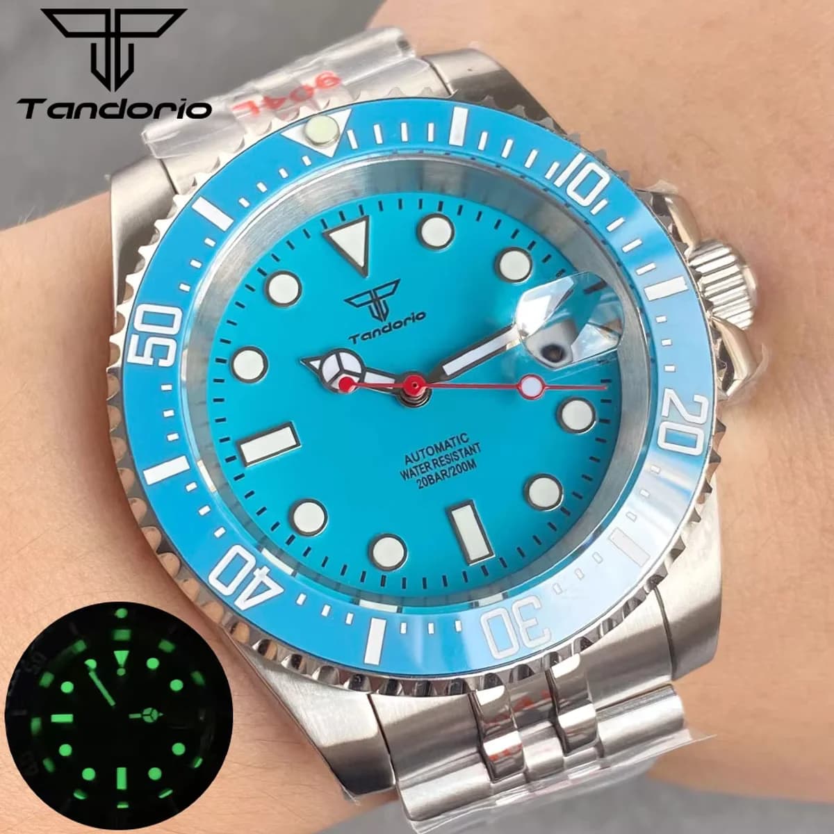 Tandorio NH35A mechanical automatic 40mm mens watch 200M diving