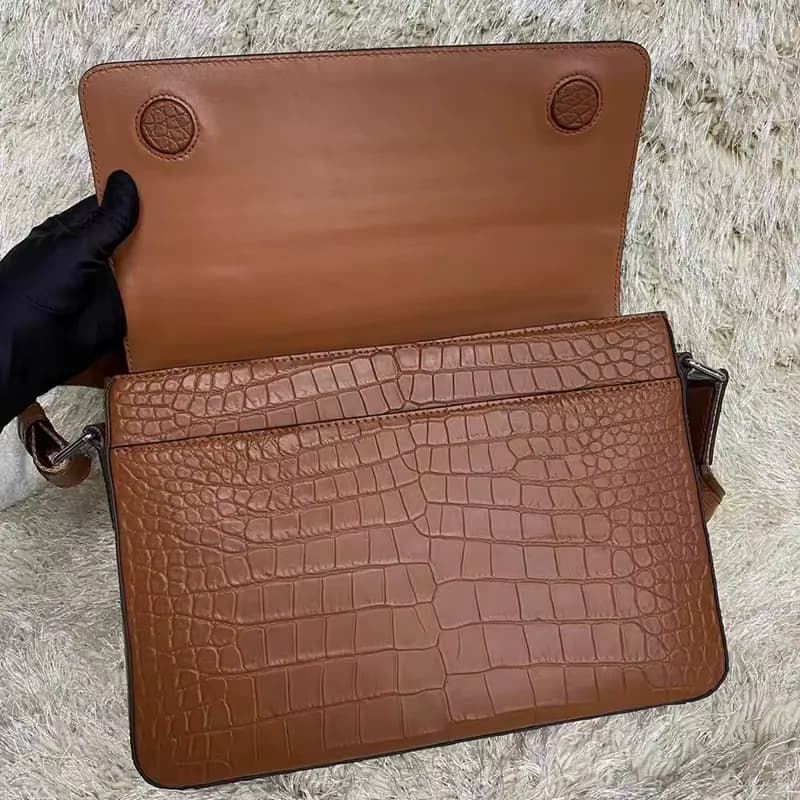 Quiet alligator pattern genuine leather crossbody bag custom private, detail picture