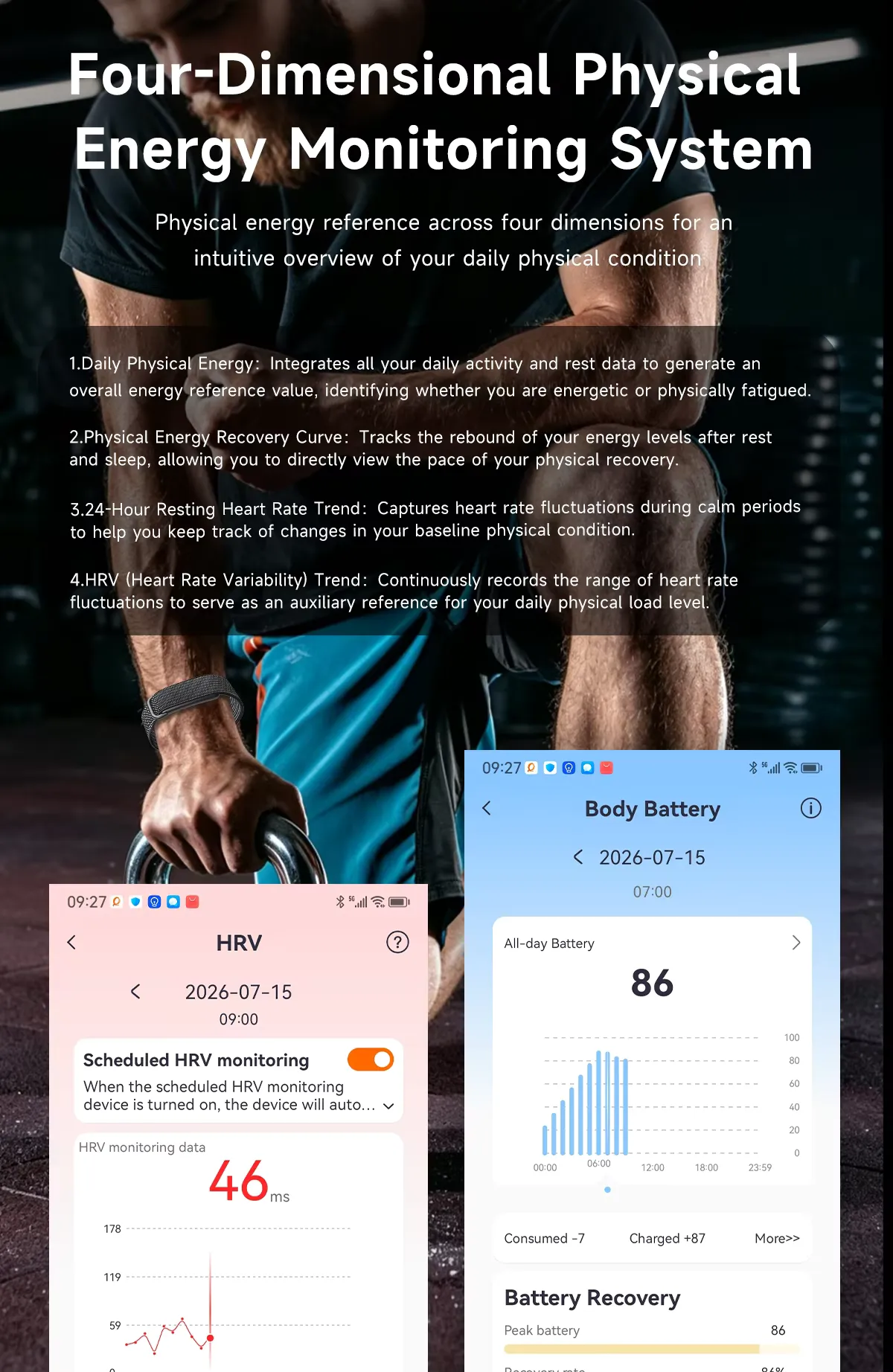 Smart health bracelet fitness tracker, detail picture