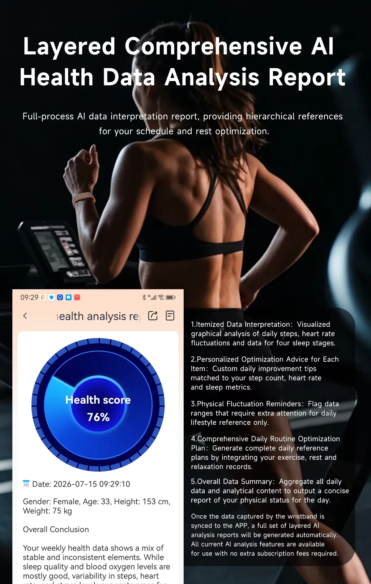 Smart health bracelet fitness tracker, detail picture