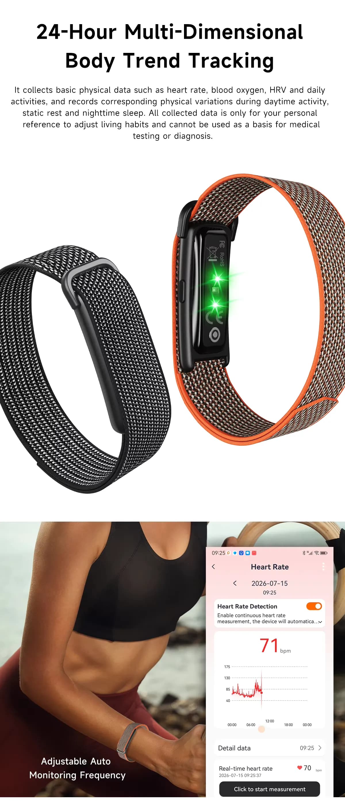 Smart health bracelet fitness tracker, detail picture