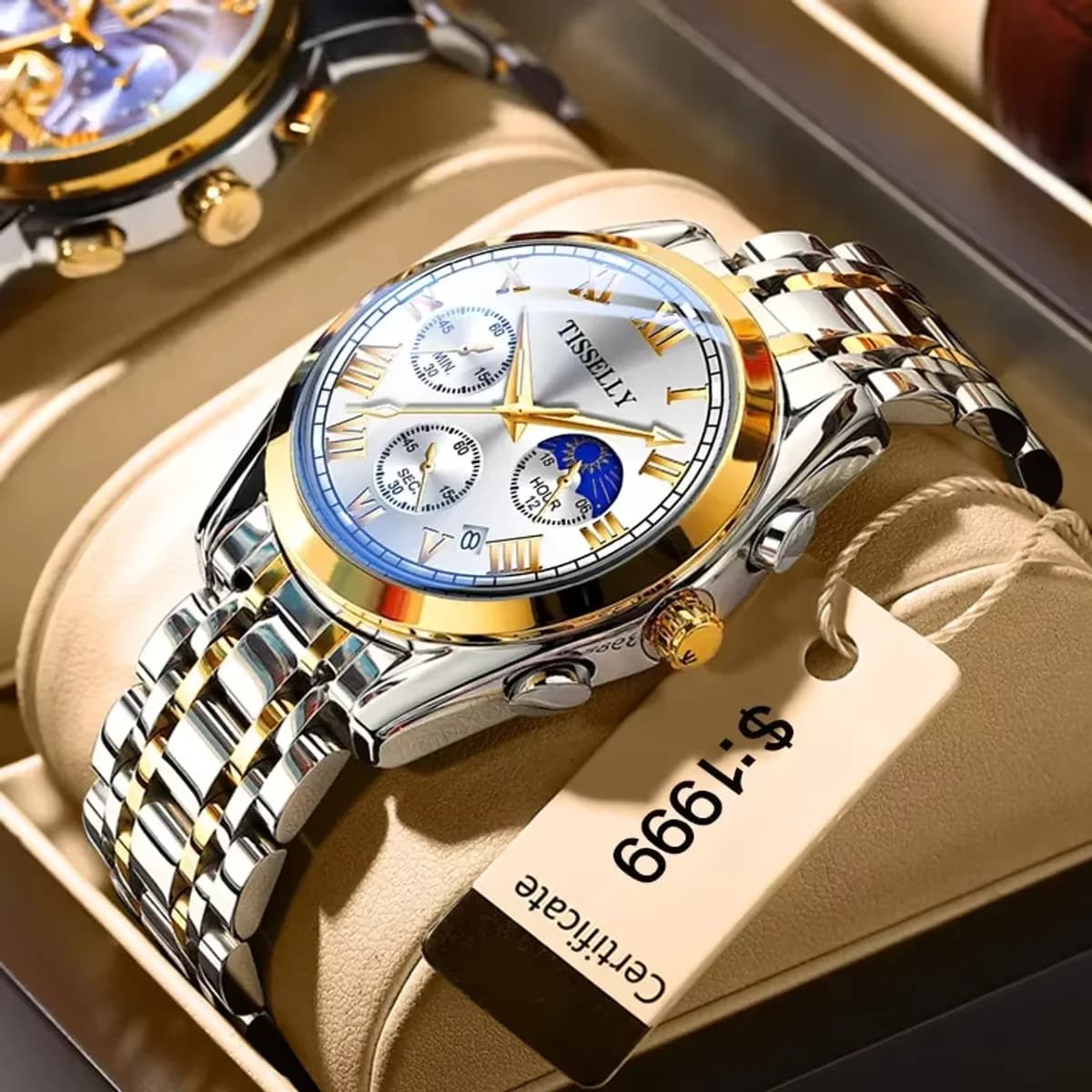 Roma sports strap casual men's watches luminous chronograph rose